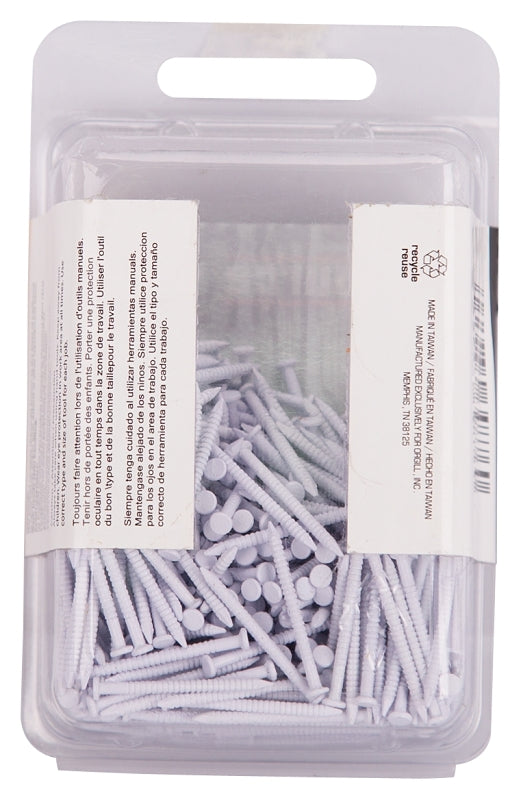 ProSource NTP-073-PS Panel Nail, 16D, 1 in L, Steel, Painted, Flat Head, Ring Shank, White, 171 lb