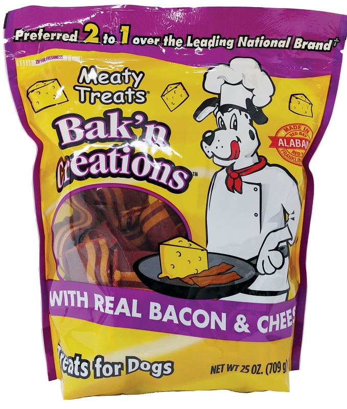 Meaty Treats 17062 Dog Treat, Bacon, Cheese Flavor, 25 oz Bag