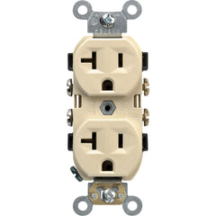 Leviton S01-0CR20-0IS Duplex Receptacle, 2 -Pole, 20 A, 125 V, Side Wiring, NEMA: 5-20R, Ivory