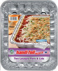 Handi-Foil Cook-n-Carry 20392-10 Lasagna Pan with Plastic Lid, 11-3/4 in OAL, Aluminum