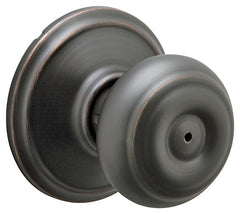 Schlage Georgian Series F40VGEO716 Privacy Lockset, Round Design, Knob Handle, Aged Bronze, Metal, Yes