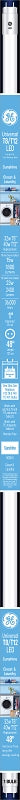 GE 37207 LED Bulb, Linear, T8 Lamp, 40 W Equivalent, Medium Bi-Pin Lamp Base, Dimmable, Daylight Light