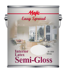 Majic Paints 8-1300-1 Interior Paint, Semi-Gloss Sheen, White, 1 gal, Can, 300 sq-ft Coverage Area