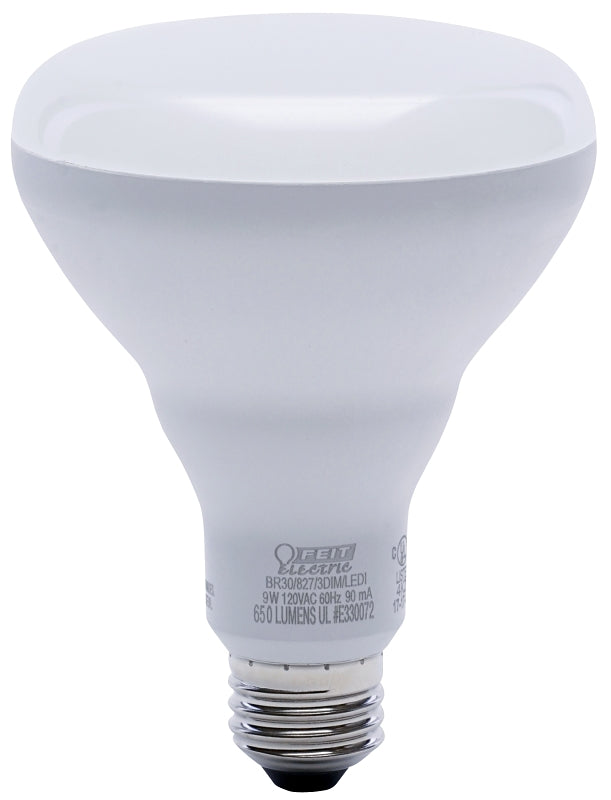 Feit Electric BR30/827/3DIM/LEDI LED Bulb, Flood/Spotlight, BR30 Lamp, 65 W Equivalent, E26 Lamp Base, Dimmable, White