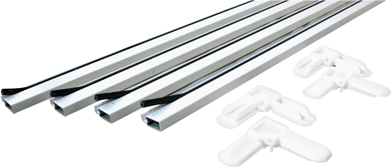 Make-2-Fit PL 7814 Screen Frame Kit, 5/16 in x 3/4 in x 5 ft Dimensions, Aluminum, White, Painted, 10-Piece