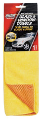 FLP 8903 Glass and Windshield Towel, 12 x 12 in, Microfiber Cloth, Yellow