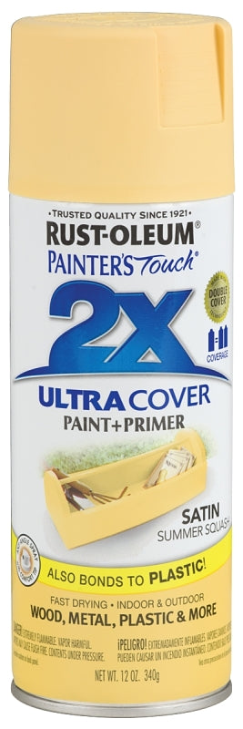 2X Ultra Cover 334079 Spray Paint, Satin, Summer Squash, 12 oz, Can