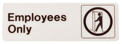 Hy-Ko D-2 Graphic Sign, Rectangular, Employees Only, Dark Brown Legend, White Background, Plastic