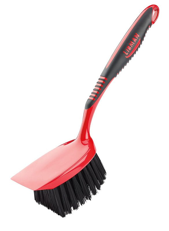 Libman 524 Short Handle Utility Brush, 1-1/2 in L Trim, PET, 3-1/2 in W Brush, 14-1/4 in OAL, Red