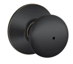 Schlage Plymouth Series F40VPLY716 Privacy Lockset, Round Design, Knob Handle, Aged Bronze, Metal, Yes