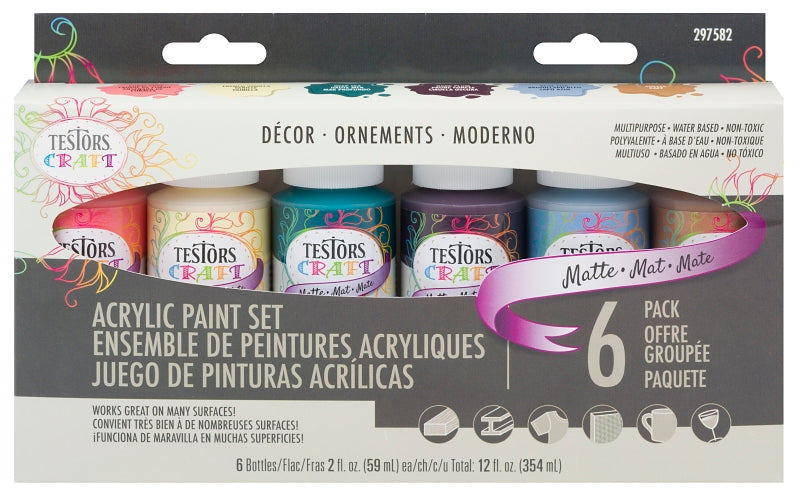 Testors 297582 Craft Paint Set, Assorted, 2 oz, Bottle
