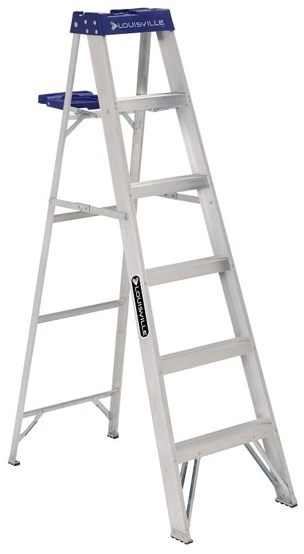 Louisville AS2106 Step Ladder, 124 in Max Reach H, 5-Step, 250 lb, Type I Duty Rating, 3 in D Step, Aluminum