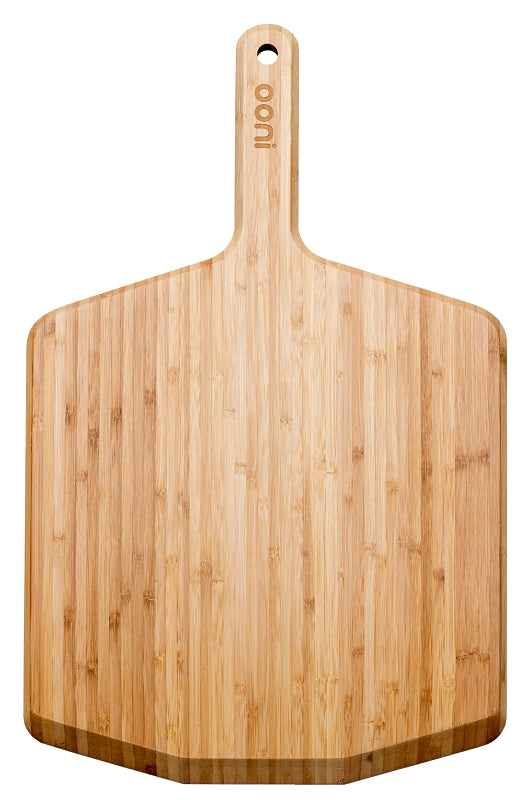 Ooni UU-P08200 Pizza Peel and Serving Board, 19.9 x 12 x 0.47 in Dimensions, Bamboo Blade, Brown Handle