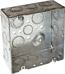 Raco 8257 Outlet Box, 1-Gang, 12-Knockout, Steel, Silver, Galvanized, FM Bracket