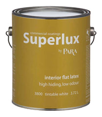 Para Superlux Series 3800-16 Interior Paint, Solvent, Water, Flat, White Tint, 1 gal, 400 to 450 sq-ft Coverage Area