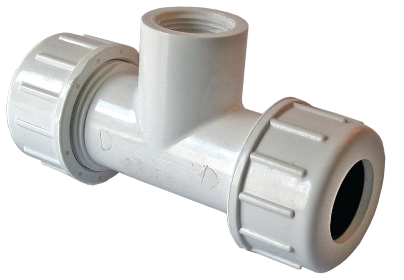 American Valve P230 3/4 Pipe Tee, 3/4 in, Compression x Compression x Female NPT, PVC, SCH 40 Schedule, 150 psi Pressure