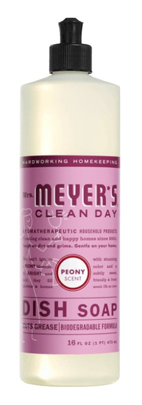 Mrs. Meyer's 70060 Dish Soap, 16 oz, Liquid, Peony Floral, Colorless