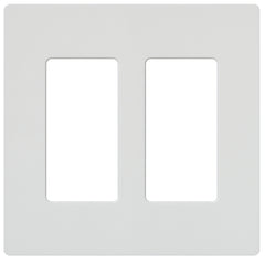 Lutron CW-2-WH Wallplate, 4.69 in L, 4-3/4 in W, 2 -Gang, Plastic, White, Gloss