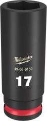 Milwaukee SHOCKWAVE Impact Duty Series 49-66-6159 Deep Impact Socket, 17 mm Socket, 3/8 in Drive, Square Drive, 6-Point