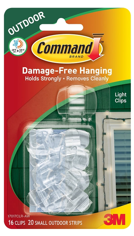 Command 17017CLR-AWC Outdoor Light Clip, Plastic, Clear