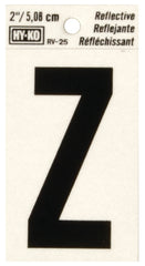 Hy-Ko RV-25/Z Reflective Letter, Character: Z, 2 in H Character, Black Character, Silver Background, Vinyl