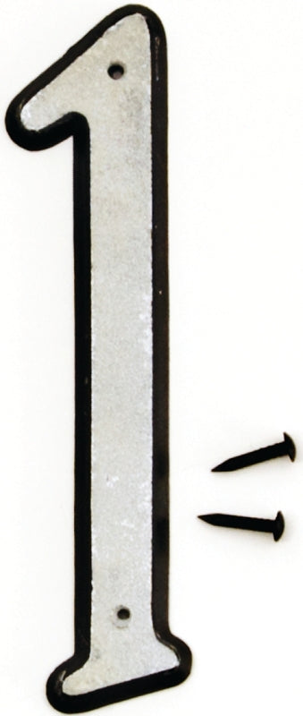 Hy-Ko 30600 Series 30601 House Number, Character: 1, 4 in H Character, Black/White Character, Plastic
