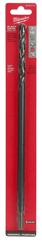Milwaukee 48-89-2775 Drill Bit, 7/16 in Dia, 12 in OAL, Parabolic Flute, 1/4 in Dia Shank, 3-Flat Shank