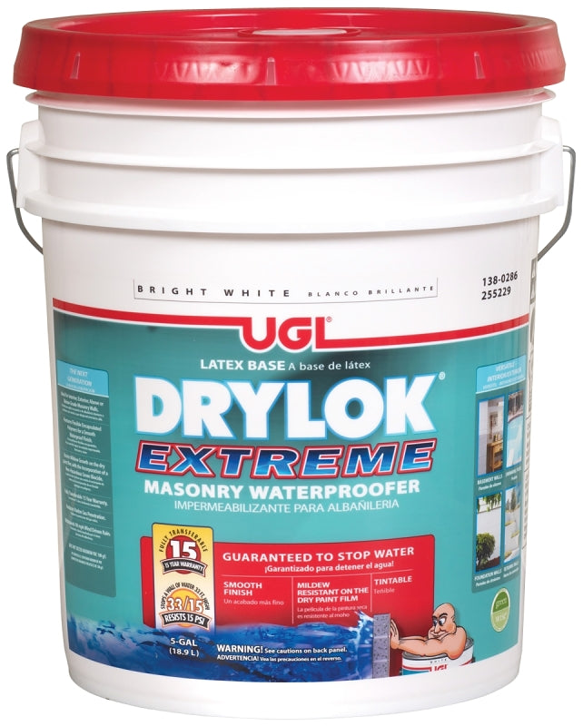 UGL DRYLOK EXTREME Series 28615 Masonry Waterproofer, White, Liquid, 5 gal Pail