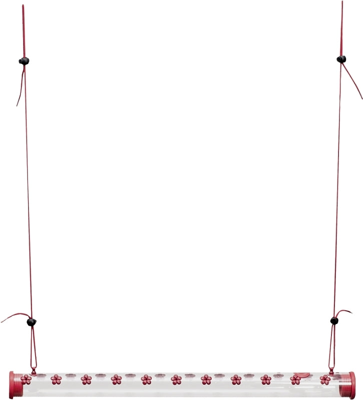 Perky-Pet Hummerbar HUMBAR200 Bird Feeder Bar, 16 oz, 22-Port/Perch, Plastic, Clear/Red