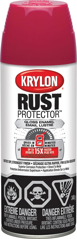 Krylon Rust Protector K06900607 Rust Preventative Spray Paint, Gloss, Classic Red, 12 oz, Can