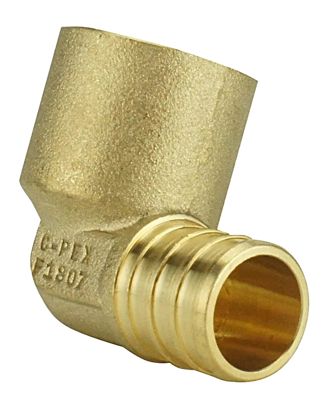 Apollo Valves APXFSE12 Pipe Elbow, 1/2 in, Barb x Female Copper Sweat, 90 deg Angle, Brass, 200 psi Pressure