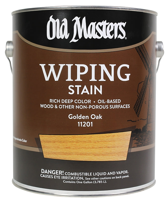 Old Masters 11201 Wiping Stain, Golden Oak, Liquid, 1 gal, Can
