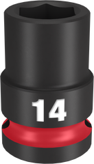 Milwaukee SHOCKWAVE Impact Duty Series 49-66-6246 Shallow Impact Socket, 14 mm Socket, 1/2 in Drive, Square Drive