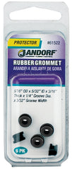 Jandorf 61522 Grommet, Rubber, Black, 3/16 in Thick Panel