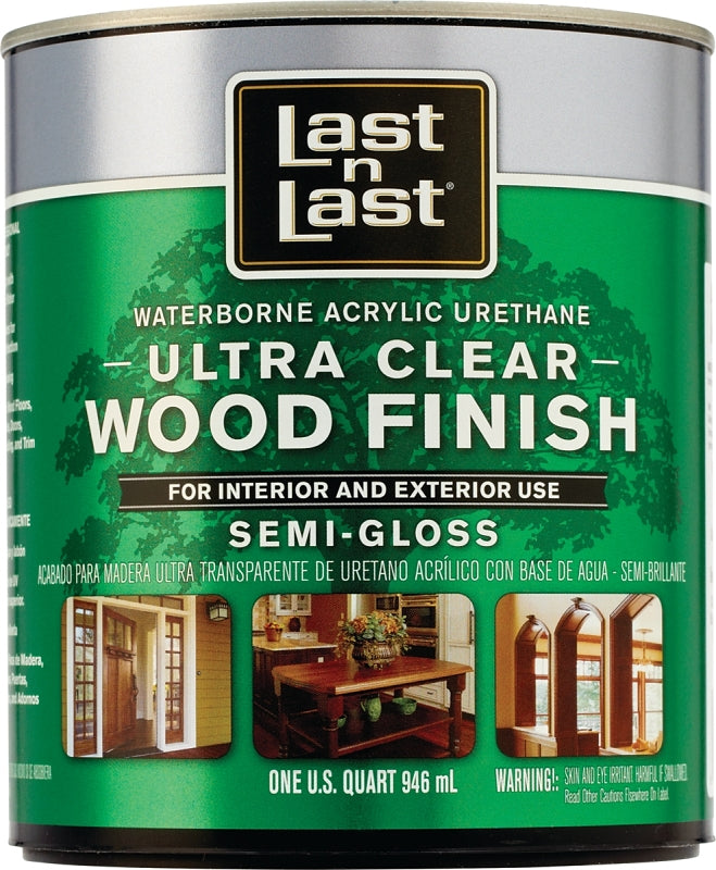Last n Last 14004 Ultra Clear Wood Finish, Semi-Gloss, Liquid, Ultra Clear, 1 qt, Can