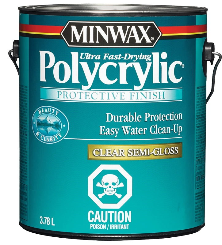 Minwax Polycrylic 32504 Protective Finish, Semi-Gloss, Liquid, Clear, 3.78 L