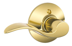 Schlage F Series F170V ACC 605 LH Dummy Door Lock, Mechanical Lock, Bright Brass, Lever Handle, Metal, Residential