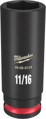Milwaukee SHOCKWAVE Impact Duty Series 49-66-6124 Deep Impact Socket, 11/16 in Socket, 3/8 in Drive, Square Drive