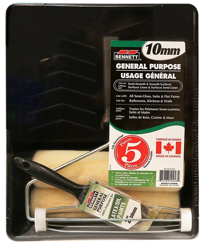 BENNETT SET PL10 5PC Roller Set, Semi-Smooth, Smooth Surface, Fabric/Plastic, 5-Piece