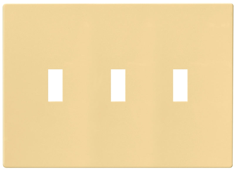 Eaton Wiring Devices PJS3V Wallplate, 4-7/8 in L, 6-3/4 in W, 3 -Gang, Polycarbonate, Ivory, High-Gloss