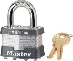 Master Lock 1KA 2402 Padlock, Keyed Alike Key, Open Shackle, 5/16 in Dia Shackle, 15/16 in H Shackle, Steel Shackle