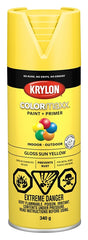 Krylon COLORmaxx K05541007 Spray Paint, Gloss, Sun Yellow, 12 oz, Aerosol Can