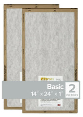 Filtrete FPL23-2PK-24 Flat Panel Air Filter, 24 in L, 14 in W, 2 MERV, For: Air Conditioner, Furnace and HVAC System