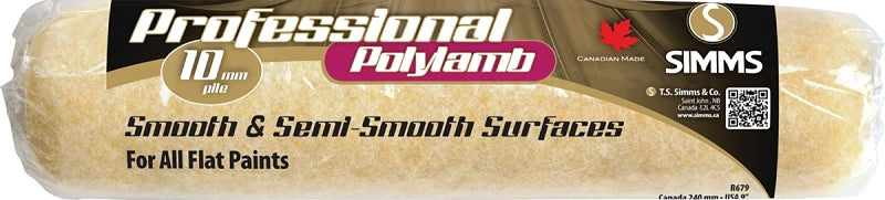 Polylamb Professional R-679 Roller Cover, 3/8 in Thick Nap, 9-1/2 in L, Nylon/Polyester Cover