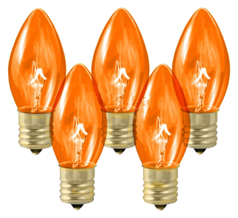Hometown Holidays 19117 Light Bulb, 5 W, Candelabra Lamp Base, Incandescent Lamp, Transparent Orange Light