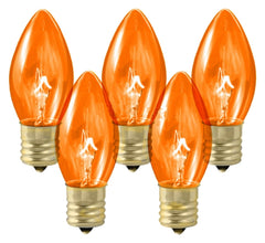 Hometown Holidays 19117 Light Bulb, 5 W, Candelabra Lamp Base, Incandescent Lamp, Transparent Orange Light