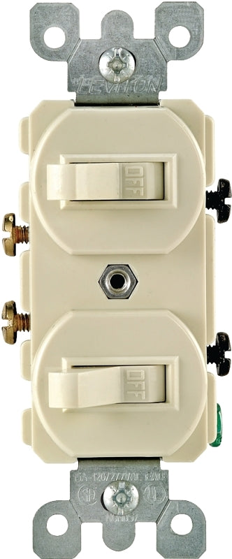 Decora S01-05224-2IS Duplex Combination Double Switch, 15 A, 120/277 V, Lead Wire Terminal, Ivory