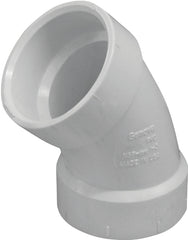 Canplas 192501 Sanitary Pipe Elbow, 1-1/2 in, Hub, 45 deg Angle, PVC, White