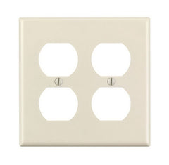 Leviton 78016 Receptacle Wallplate, 4-1/2 in L, 4-9/16 in W, 2 -Gang, Thermoset, Light Almond, Smooth