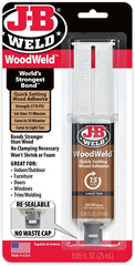 J-B Weld WOODWELD 50151 Epoxy Adhesive, Tan, Solid, 0.85 mL, Syringe